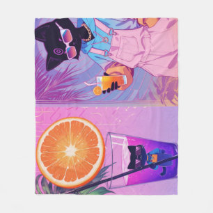 Manta Polar Gato negro Vaporwave 