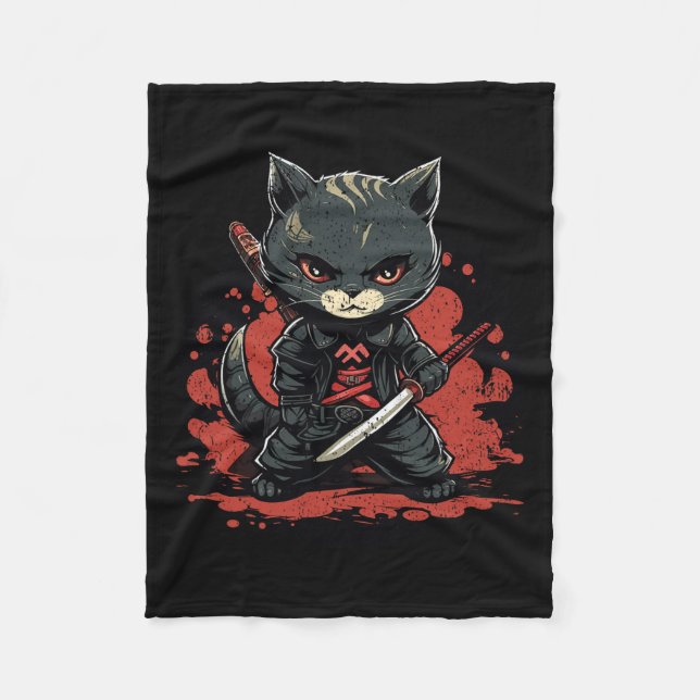 Manta Polar Gato Ninja Samurai Cat (Anverso)