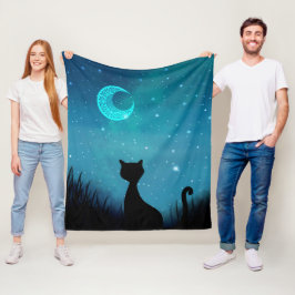 Manta Polar Gato noche estrellada