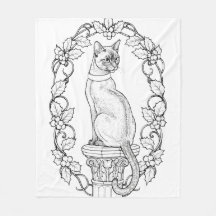 Gato Orgulloso sobre Columna Clásica con Acebo