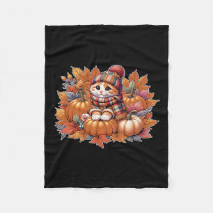 Manta Polar Gato-otoño-hojas-hola-otoño-gato-gatito-amante-tha