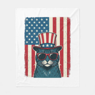 Manta Polar Gato Patriótico Bandera Diseño de Camiseta de Grab