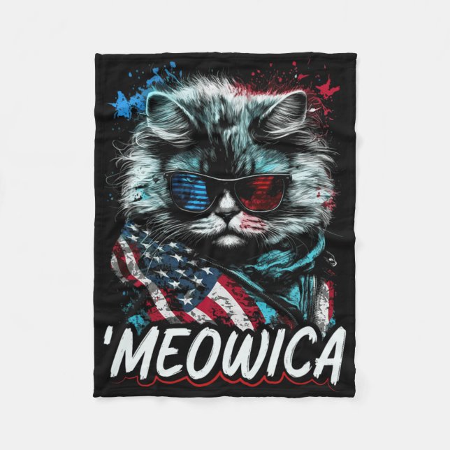 Manta Polar Gato patriótico persa de Merica (Anverso)