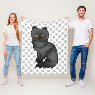Manta Polar Gato persa negro lindo dibujo animado & patas