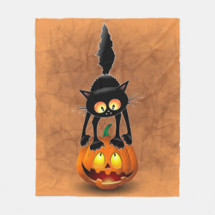 Manta Polar Gato Personalizado asustado de Halloween en calaba