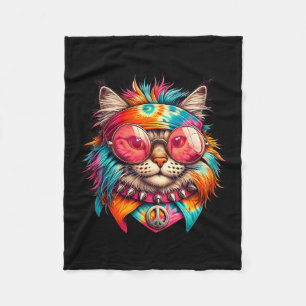 Manta Polar Gato Psicodélico De La Paz Colorido Hippie Retro G