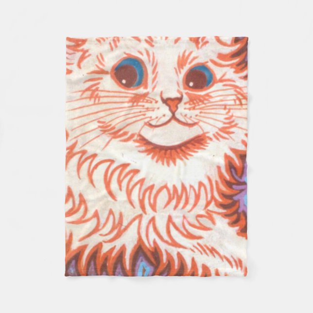 Manta Polar Gato Psicodélico Vintage De Louis Wain (Anverso)