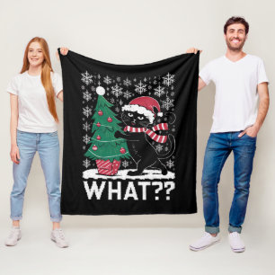 Manta Polar Gato Qué divertido gato negro empujando árbol de N