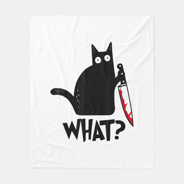 Manta Polar Gato Qué_ Gracioso Gato Negro  (Anverso)
