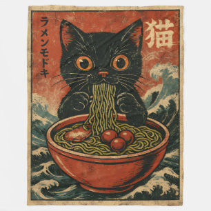 Manta Polar Gato Ramen japonés gracioso gráfico Kawaii Cat Ani