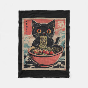 Manta Polar Gato Ramen japonés Gracioso Kawaii Gato Gráficos M