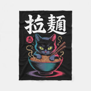 Manta Polar Gato Ramen Vintage Kawaii Comida Japonesa Animé Fi