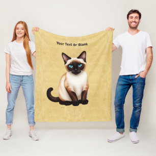 Manta Polar Gato Siamés En Papel Antiguo