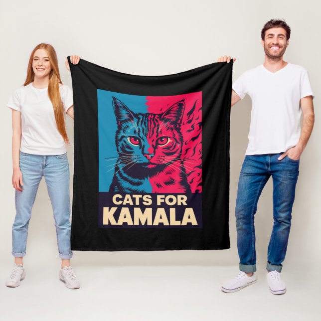 Manta Polar Gato sin hijos votando Kamala Harris 2024 (In situ)