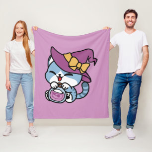 Manta Polar Gato Tabby de Halloween – Arte de Sombrero de Bruj