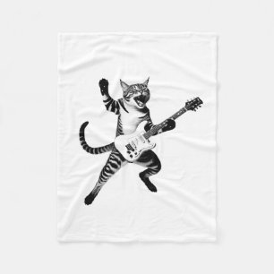 Manta Polar Gato Tocando Rock De Guitarra Y Banda De Rollo Hom