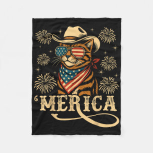 Manta Polar Gato Usa Merica 4 De Julio Hombres Mujeres Niños D