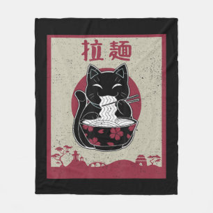 Manta Polar Gato vintage Ramen Kawaii Anime Chicas de regalo j
