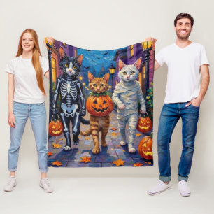 Manta Polar Gatos Angora Turcos Con Disfraces De Halloween