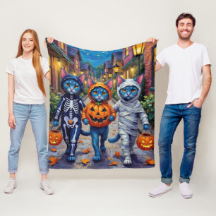 Manta Polar Gatos Azules Orientales Trick-or-Treating Hallowee
