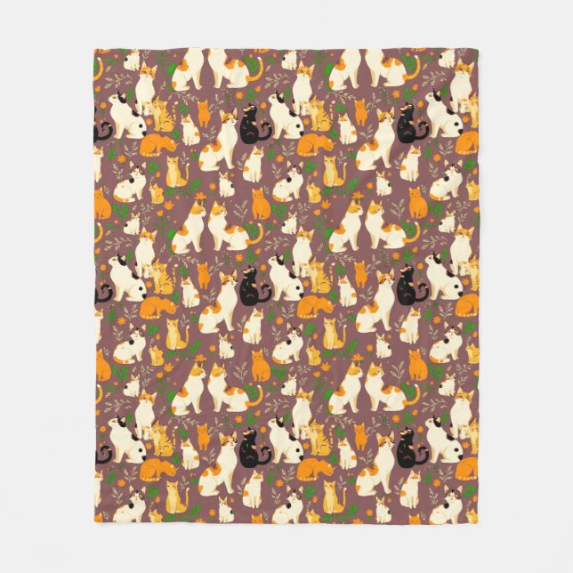 Manta Polar Gatos cortos en un fondo café marrón (Anverso)