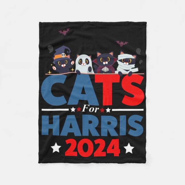 Manta Polar Gatos De Harris 2024 - Halloween Kamala Harris (Anverso)