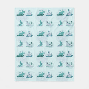 Manta Polar Gatos de Yoga Verdes