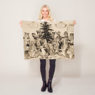 Manta Polar Gatos decorando árbol de Navidad por Louis Wain