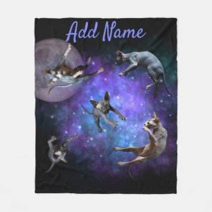 Manta Polar Gatos Espacio Divertidos Sphynx Flotando Galaxia G