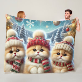 Manta Polar Gatos gatitos en decoración festiva de Navidades y
