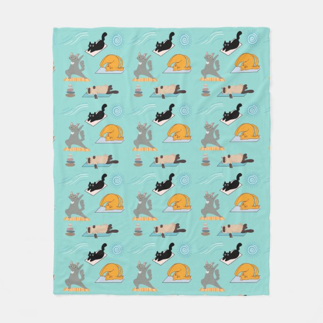 Manta Polar Gatos Graciosos De Yoga (Anverso)