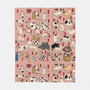 Manta Polar gatos japoneses Ukiyo-e Funny kitty