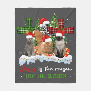 Manta Polar Gatos Jesús Es La Razón Para Los Navidades De Temp