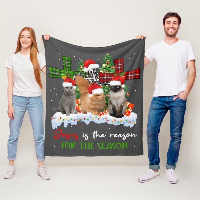 Manta Polar Gatos Jesús Es La Razón Para Los Navidades De Temp (In situ)