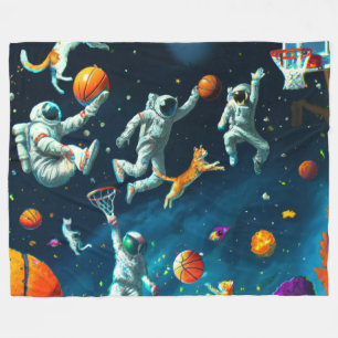 Manta Polar Gatos jugando básquetbol en el espacio con astrona