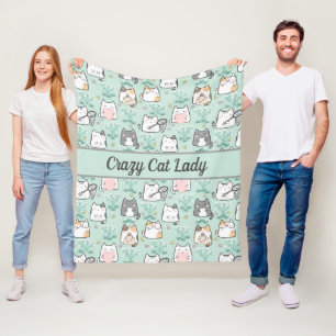 Manta Polar Gatos Lindos Personalizados Verde Menta Gris Rosa