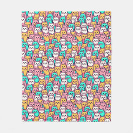Manta Polar Gatos Minimalistas juguetones en pasteles multicol