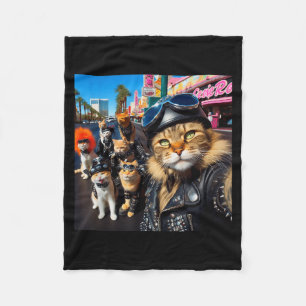 Manta Polar Gatos Moteros Divertidos Gatos Gánster Calle Motoc