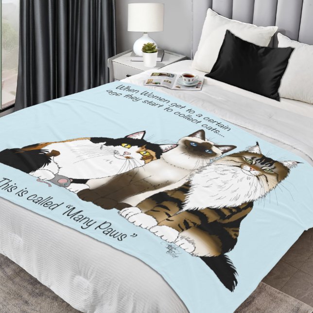 Manta Polar Gatos muchas patas azul divertido (Subido por el creador)