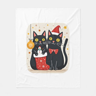 Manta Polar Gatos Navidad Retro 50s 60s Navidad (1)