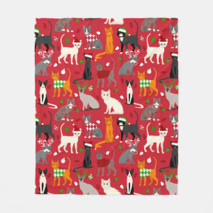 Manta Polar Gatos navidades