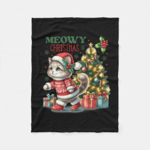 Manta Polar Gatos Navidades Santa Hat Y Árboles Graciosos Gato