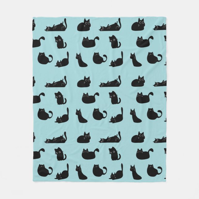 Manta Polar Gatos Negros Divertidos (Anverso)