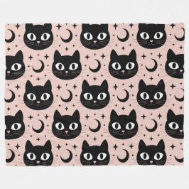 Manta Polar Gatos Negros Lindos y Halloween Celestial