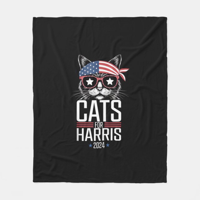 Manta Polar Gatos para Harris 2024 - Kamala Harris para Presid (Anverso)