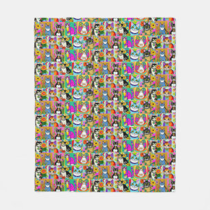 Manta Polar Gatos Personalizados al estilo del arte folclórico