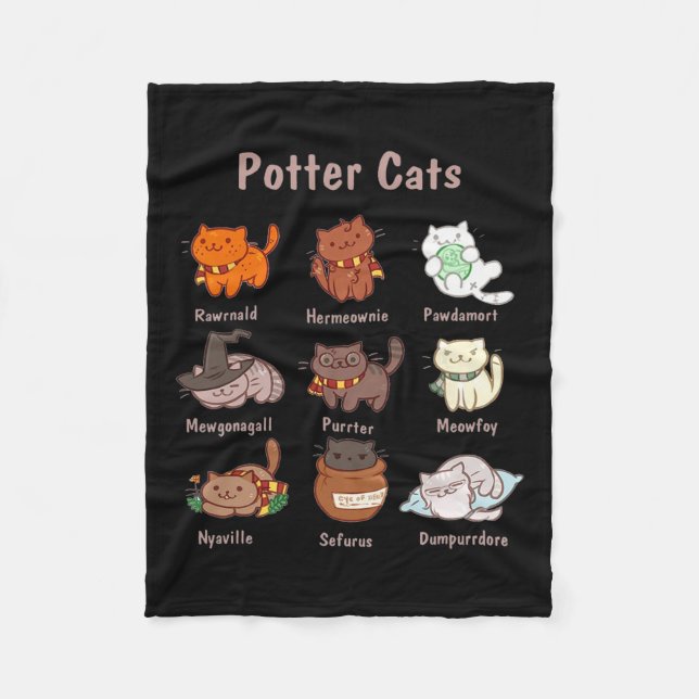 Manta Polar Gatos Potter Para Los Amantes Del Gato (Anverso)