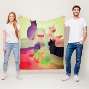 Manta Polar Gatos y espíritus místicos - Arte animado abstract