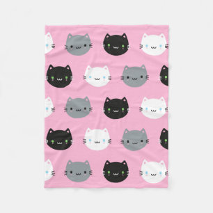Manta Polar Gatos y gatitos lindos de Kawaii (rosa)