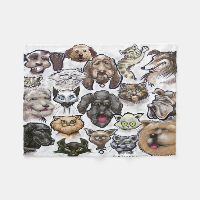 Manta Polar Gatos y perros (Frente (Horizontal))